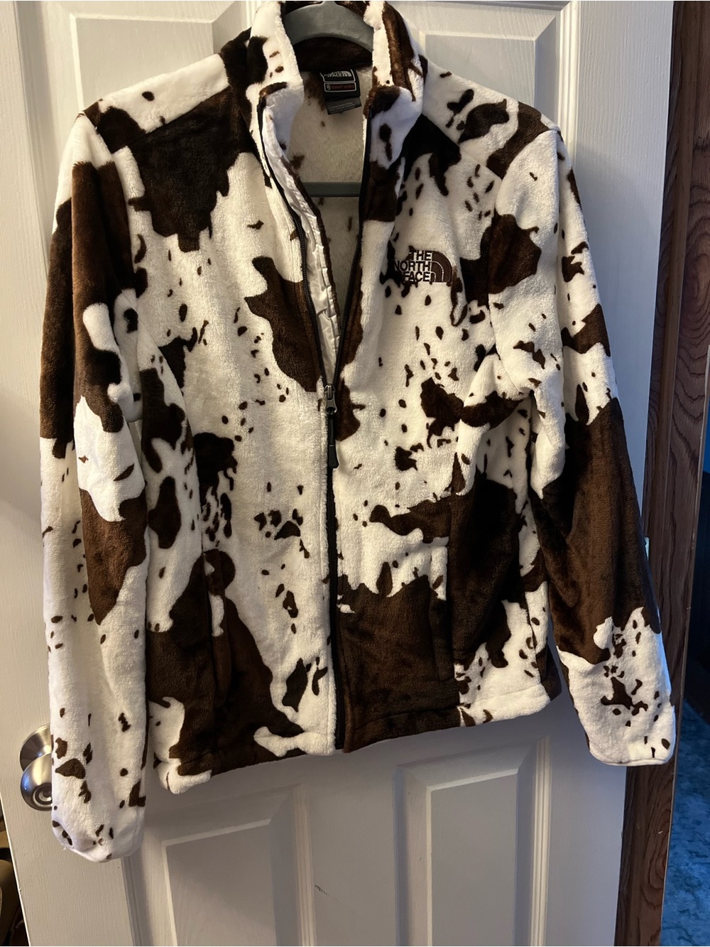 The North Face Brown & White Cow Print Fleece Jacket